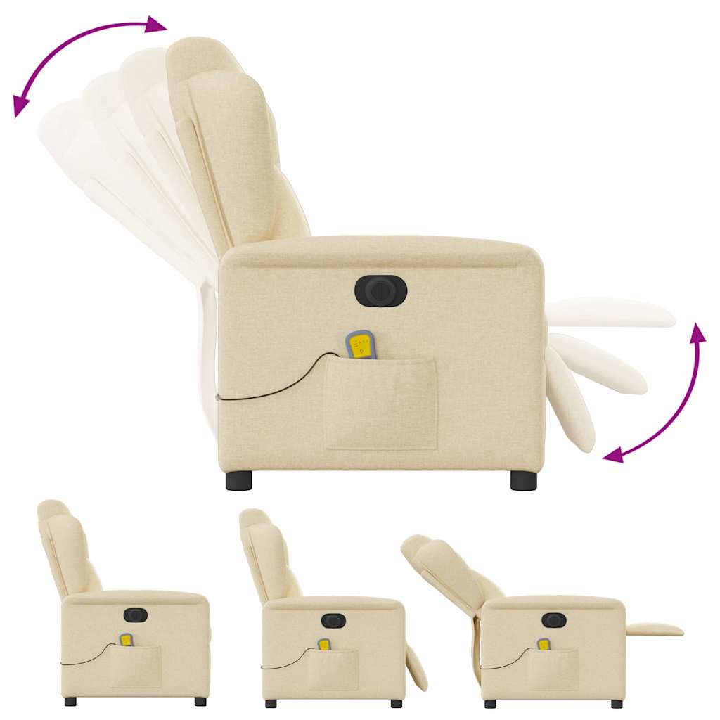 vidaXL Fauteuil de massage électrique Crème Tissu