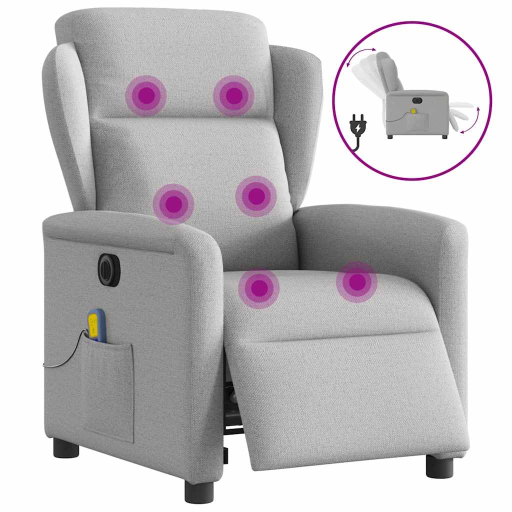 vidaXL Fauteuil de massage électrique Gris nuage en tissu