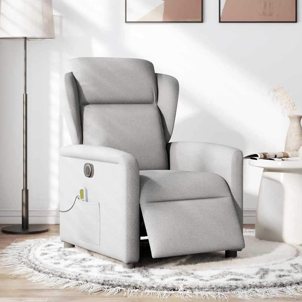 vidaXL Fauteuil de massage électrique Gris nuage en tissu