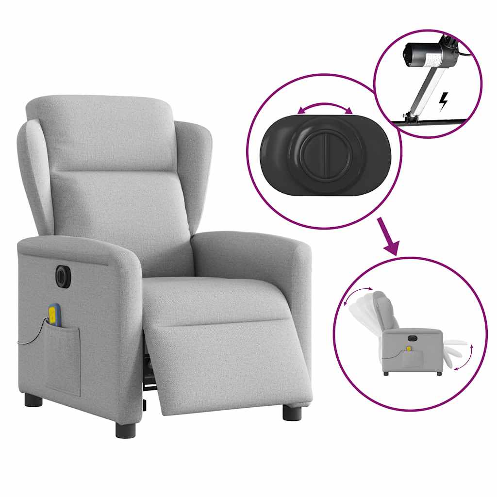 vidaXL Fauteuil de massage électrique Gris nuage en tissu