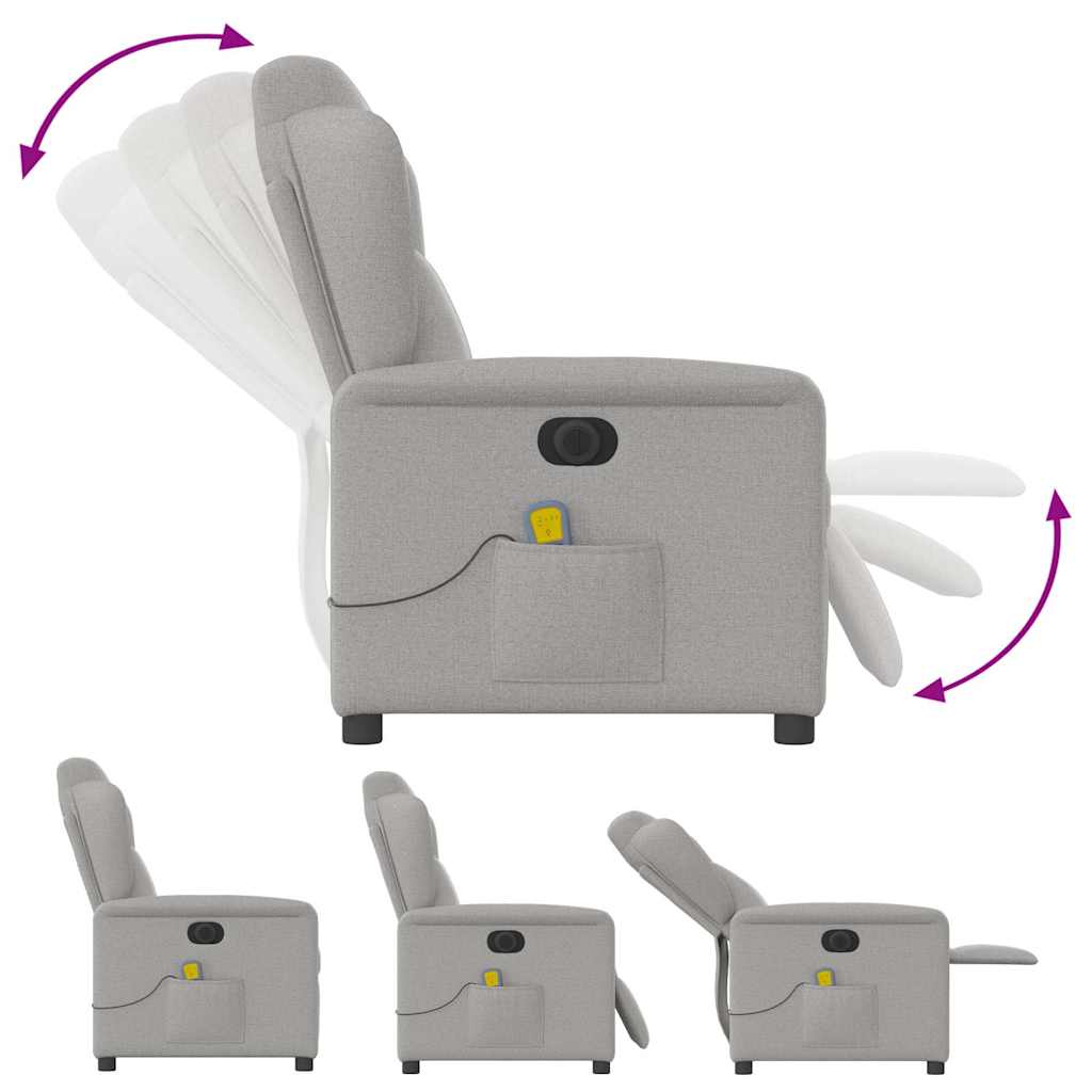 vidaXL Fauteuil de massage électrique Gris nuage en tissu