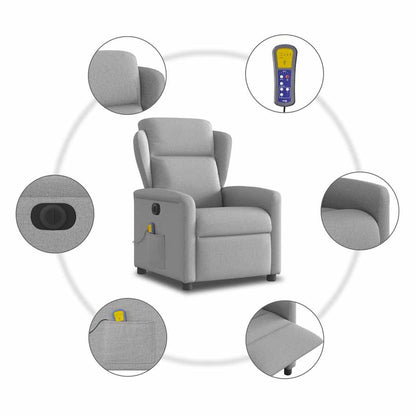 vidaXL Fauteuil de massage électrique Gris nuage en tissu