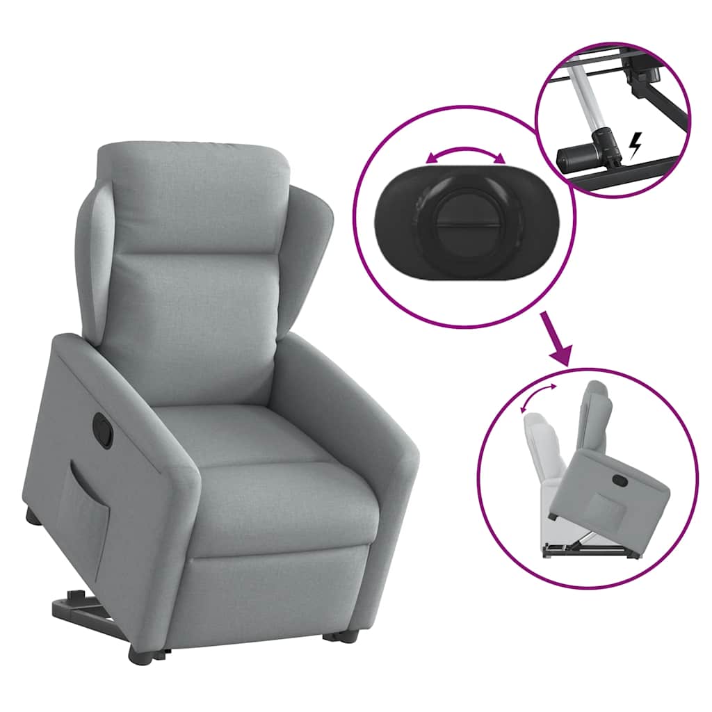 vidaXL Fauteuil inclinable releveur tissu gris clair