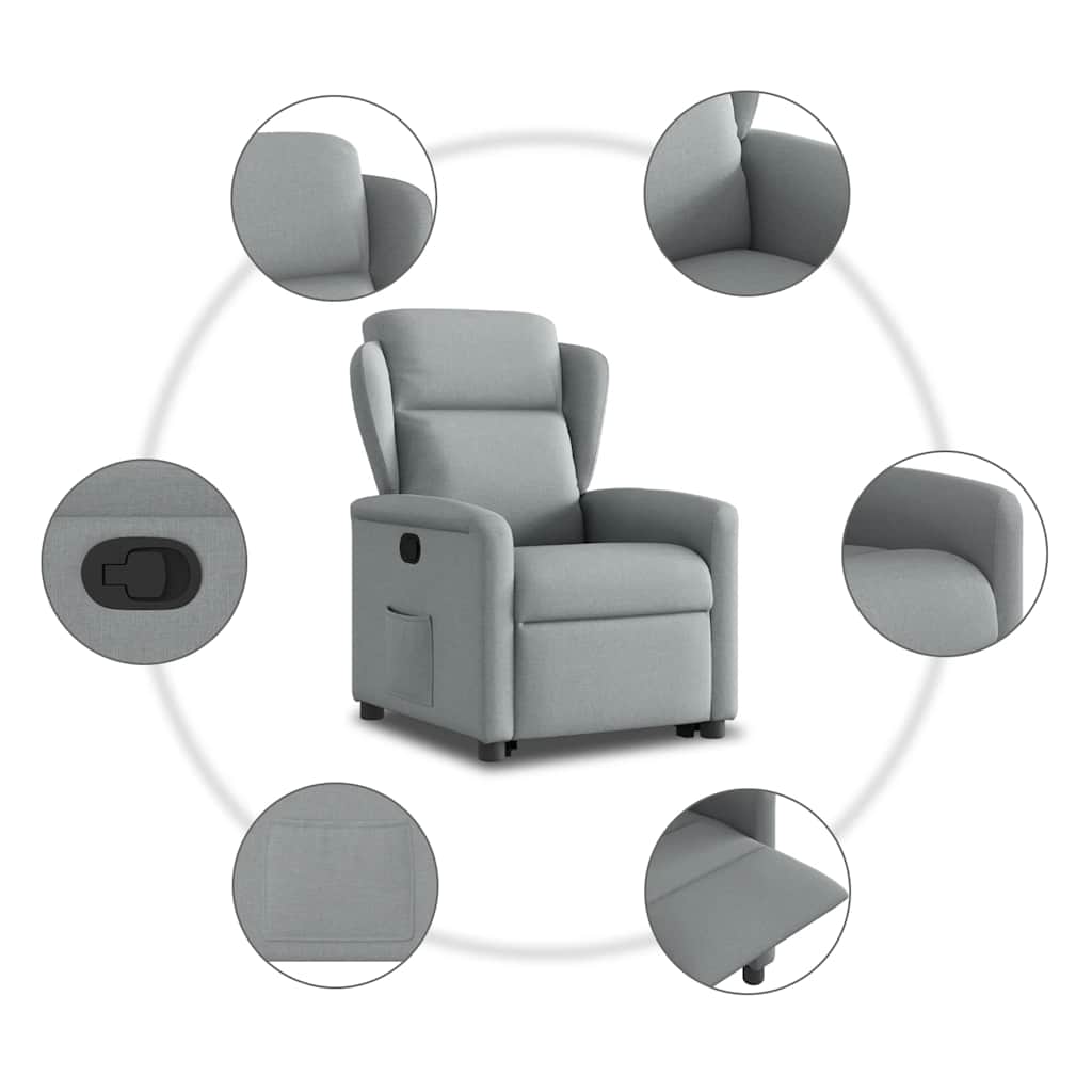 vidaXL Fauteuil inclinable releveur tissu gris clair