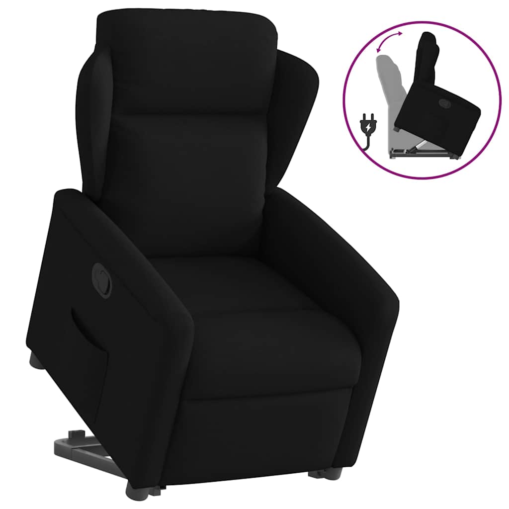 vidaXL Fauteuil releveur noir en tissu