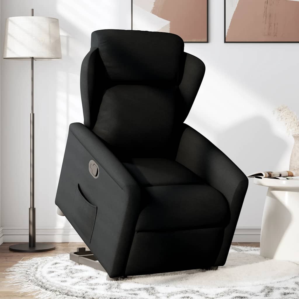 vidaXL Fauteuil releveur noir en tissu