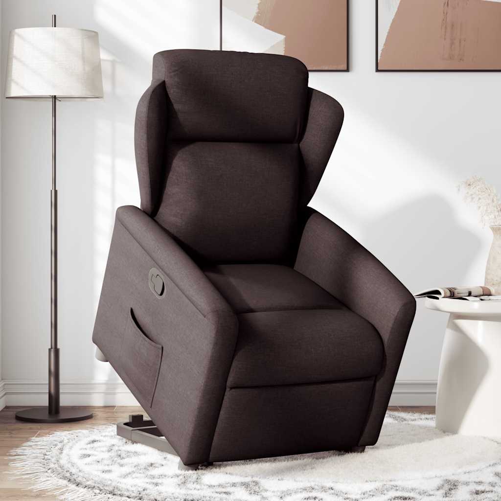 vidaXL Relaxsessel mit Aufstehhilfe Dunkelbraun Stoff