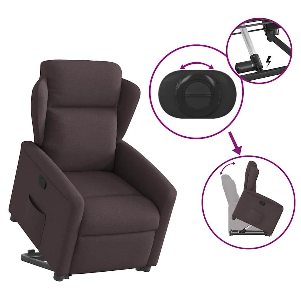 vidaXL Relaxsessel mit Aufstehhilfe Dunkelbraun Stoff