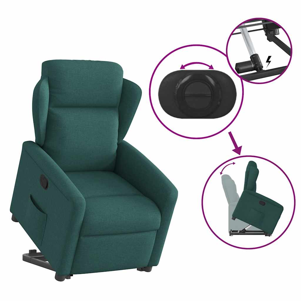 vidaXL Relaxsessel mit Aufstehhilfe Dunkelgrün Stoff