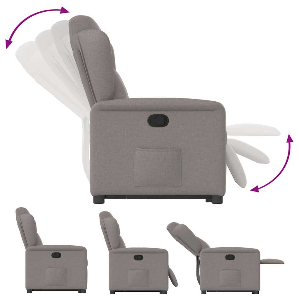 vidaXL Fauteuil relax releveur taupe en tissu