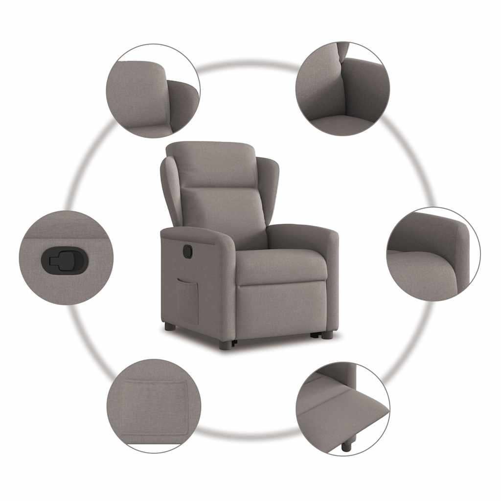 vidaXL Fauteuil relax releveur taupe en tissu