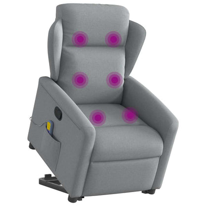 vidaXL Massagesessel mit Aufstehhilfe Hellgrau Stoff