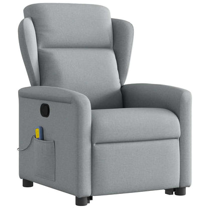 vidaXL Massagesessel mit Aufstehhilfe Hellgrau Stoff