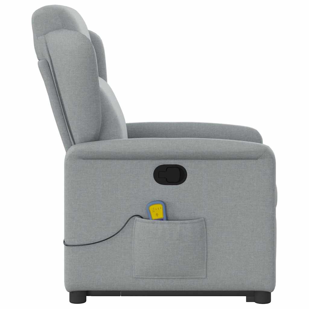 vidaXL Massagesessel mit Aufstehhilfe Hellgrau Stoff