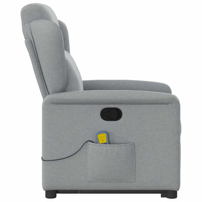 vidaXL Massagesessel mit Aufstehhilfe Hellgrau Stoff