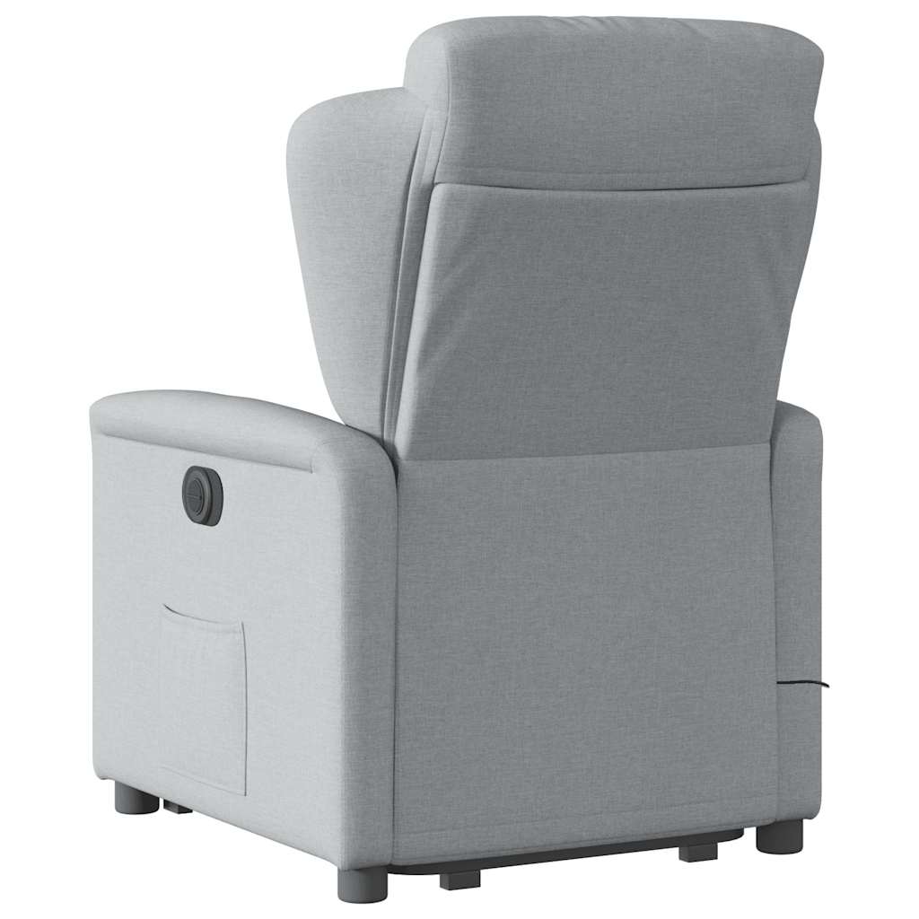 vidaXL Massagesessel mit Aufstehhilfe Hellgrau Stoff