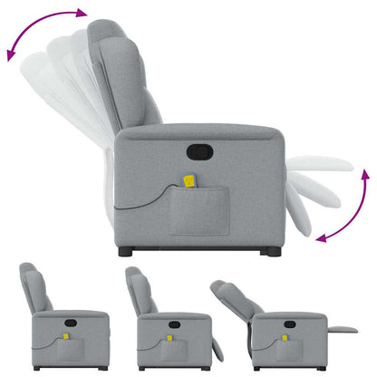 vidaXL Massagesessel mit Aufstehhilfe Hellgrau Stoff