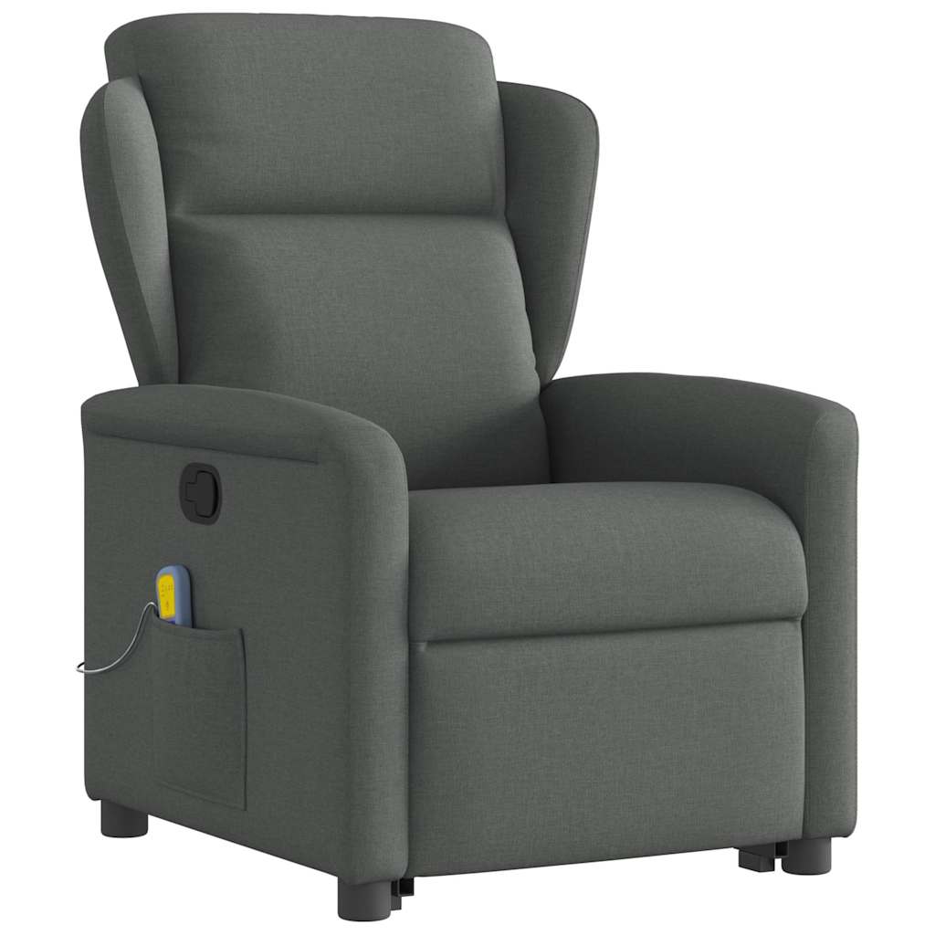 vidaXL Fauteuil de massage releveur gris foncé en tissu