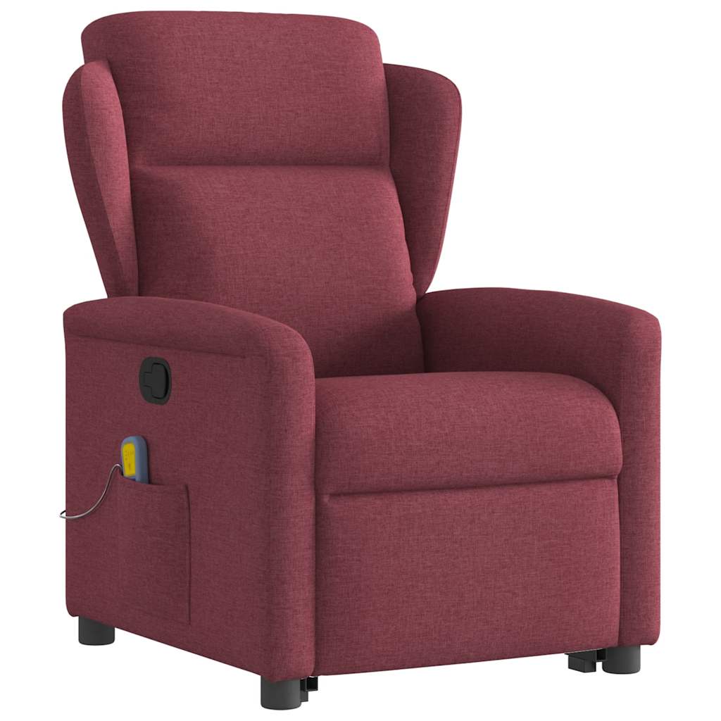 vidaXL Fauteuil de massage inclinable avec fonction de levage en tissu bordeaux
