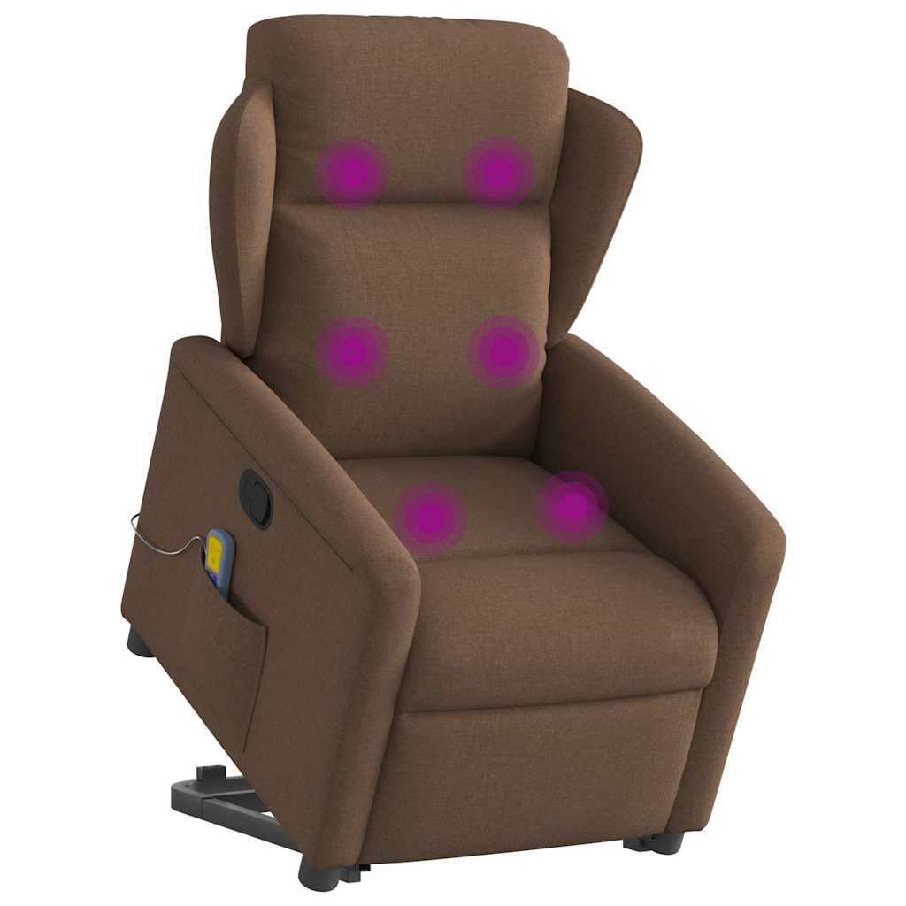 vidaXL Fauteuil de massage releveur tissu marron