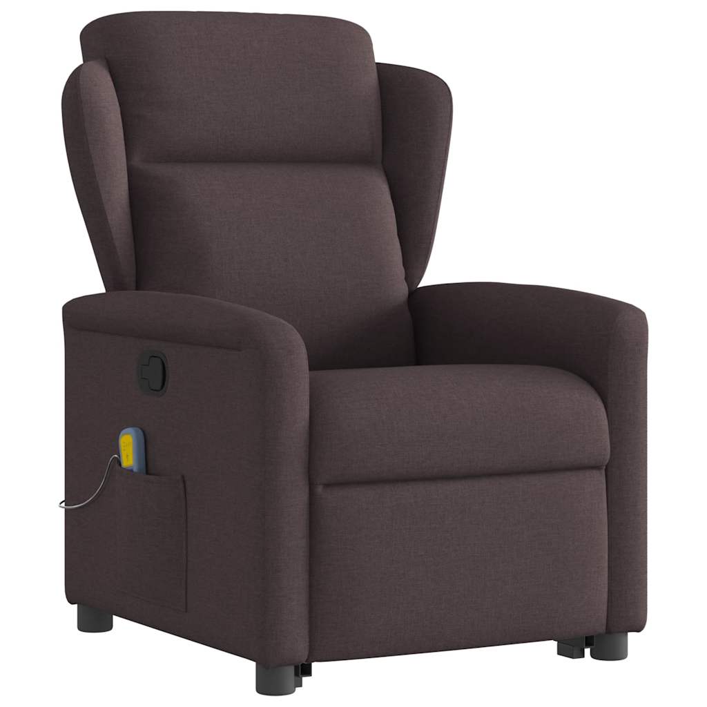 vidaXL Fauteuil de massage releveur marron foncé tissu