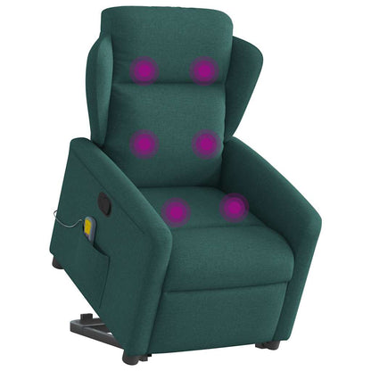 vidaXL Massagesessel mit Aufstehhilfe Dunkelgrün Stoff