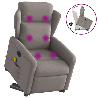 vidaXL Massagesessel mit Aufstehhilfe Taupe Stoff