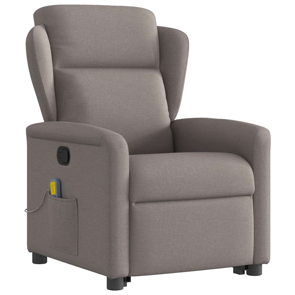 vidaXL Massagesessel mit Aufstehhilfe Taupe Stoff