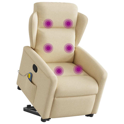 vidaXL Massagesessel mit Aufstehhilfe Creme Stoff
