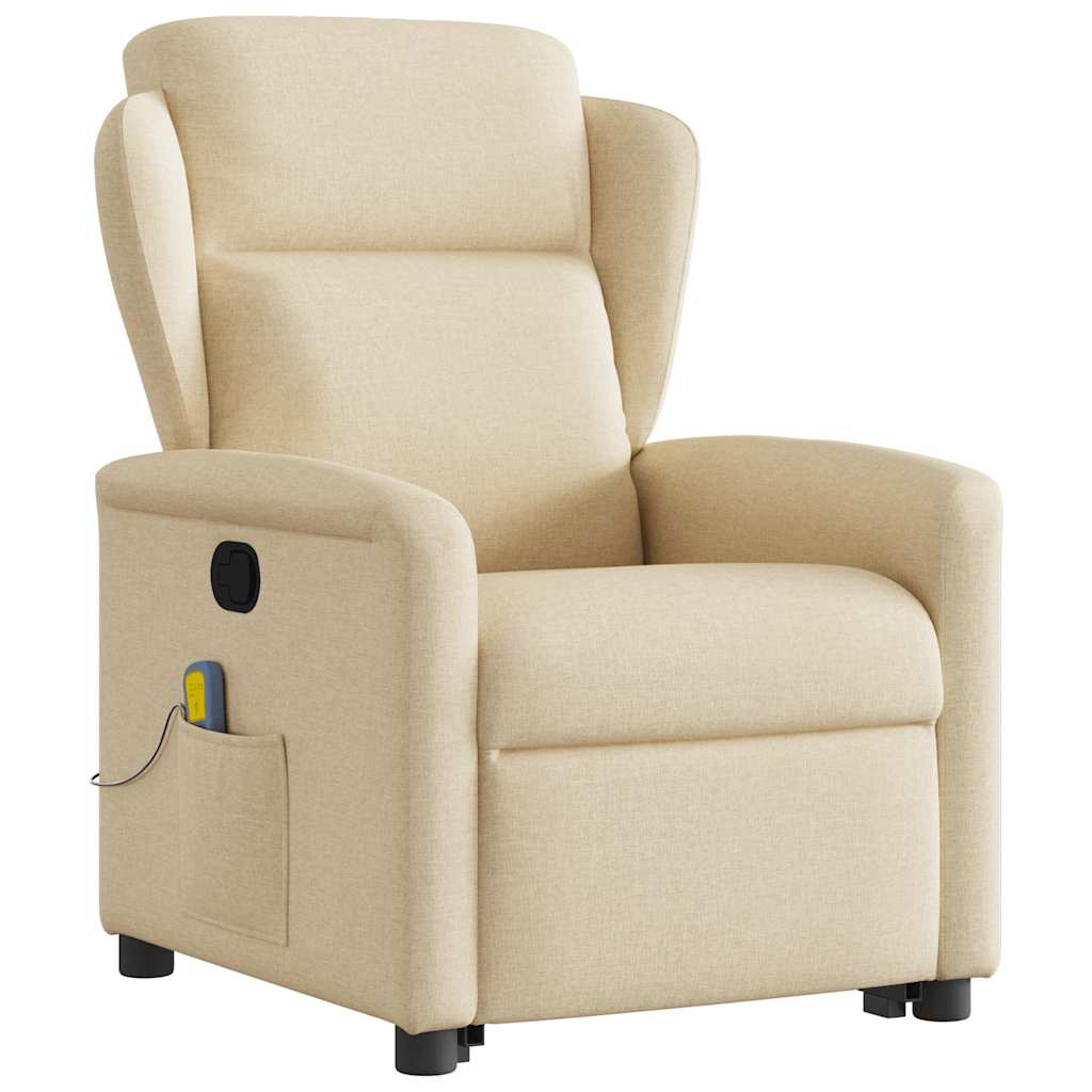vidaXL Massagesessel mit Aufstehhilfe Creme Stoff