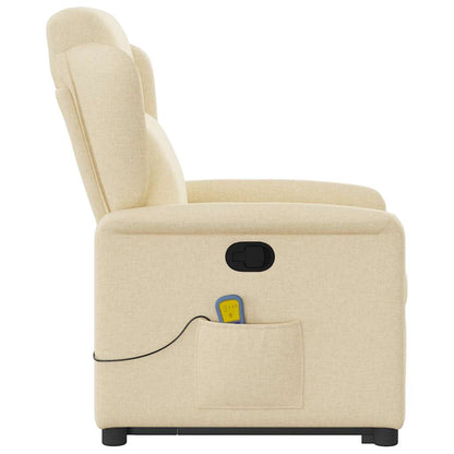 vidaXL Massagesessel mit Aufstehhilfe Creme Stoff
