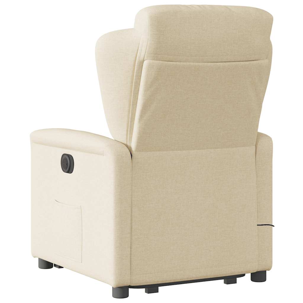 vidaXL Massagesessel mit Aufstehhilfe Creme Stoff
