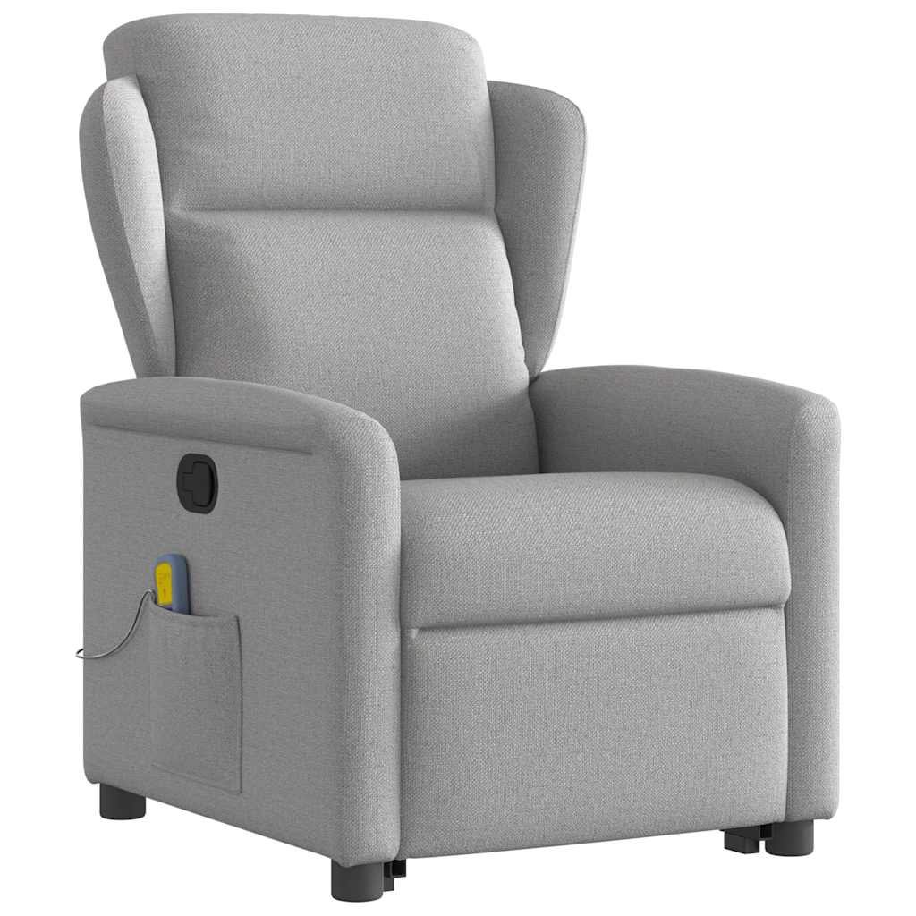 vidaXL Massagesessel mit Aufstehhilfe Wolkengrau Stoff