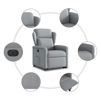 vidaXL Fauteuil de relaxation électrique releveur gris clair en tissu