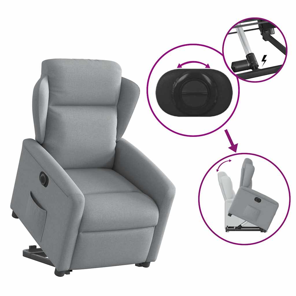 vidaXL Fauteuil de relaxation électrique releveur gris clair en tissu