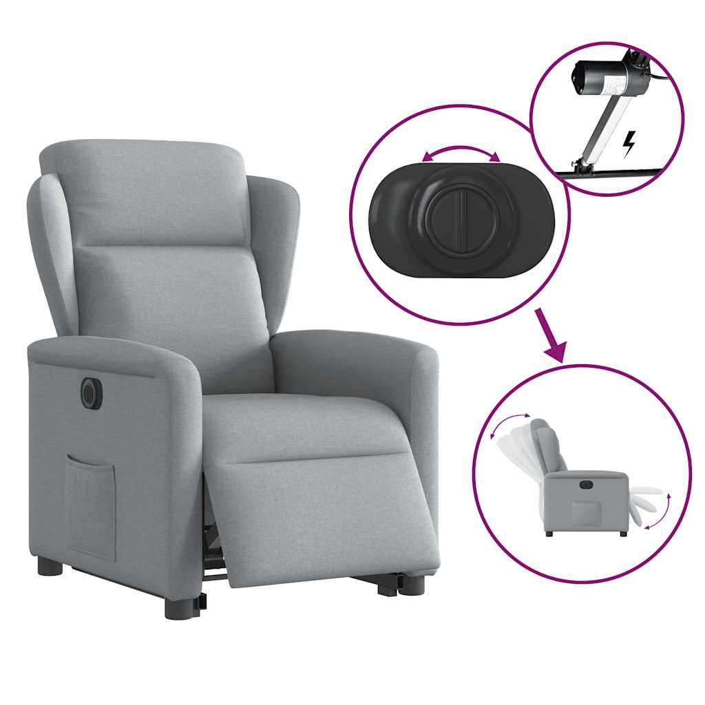vidaXL Fauteuil de relaxation électrique releveur gris clair en tissu