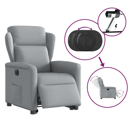 vidaXL Fauteuil de relaxation électrique releveur gris clair en tissu