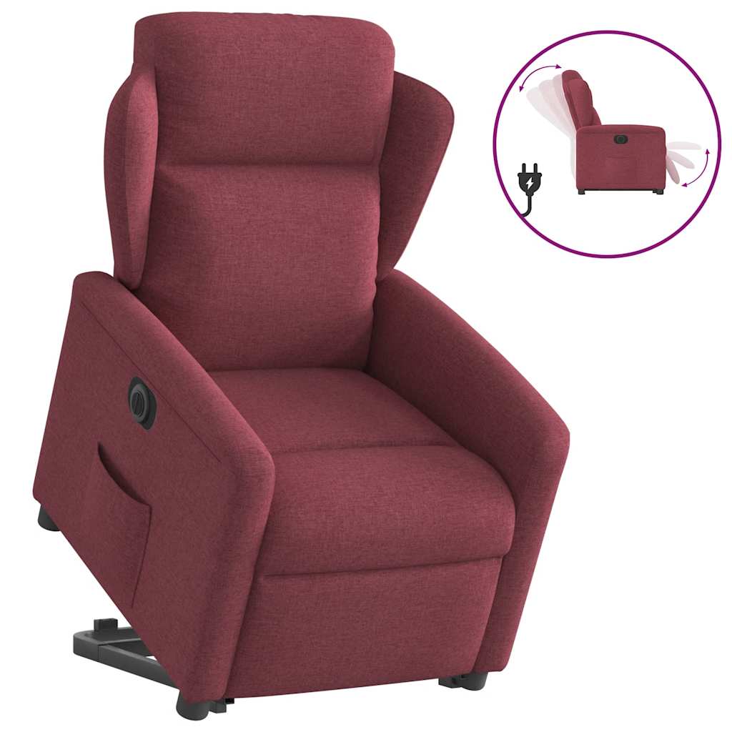 vidaXL Relaxsessel mit Aufstehhilfe Elektrisch Weinrot Stoff