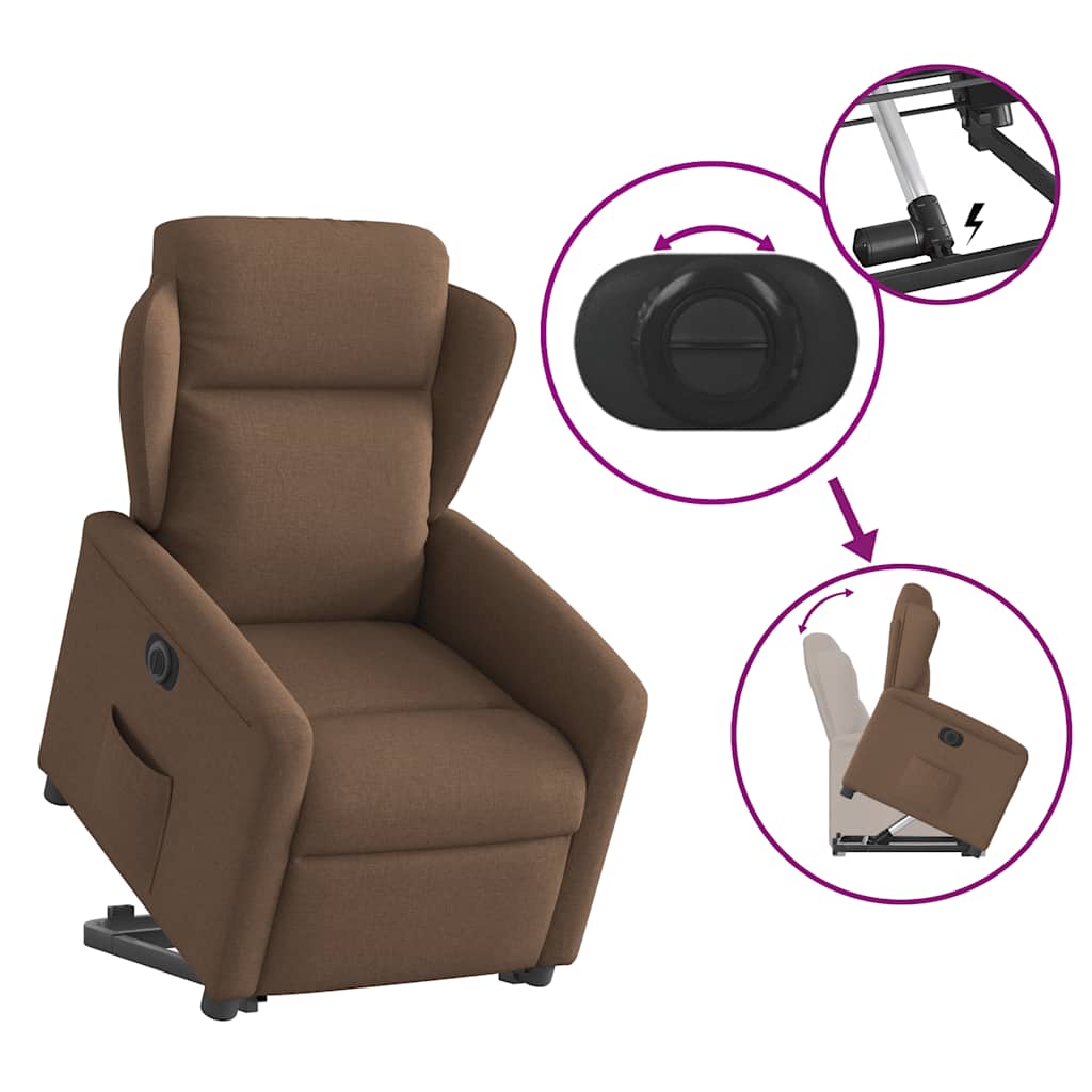 vidaXL Fauteuil relax électrique releveur tissu marron