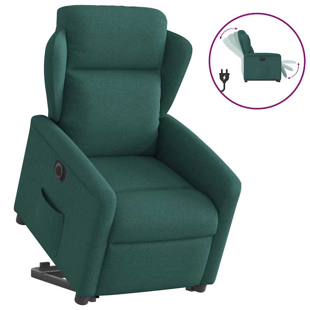 vidaXL Fauteuil releveur électrique en tissu vert foncé