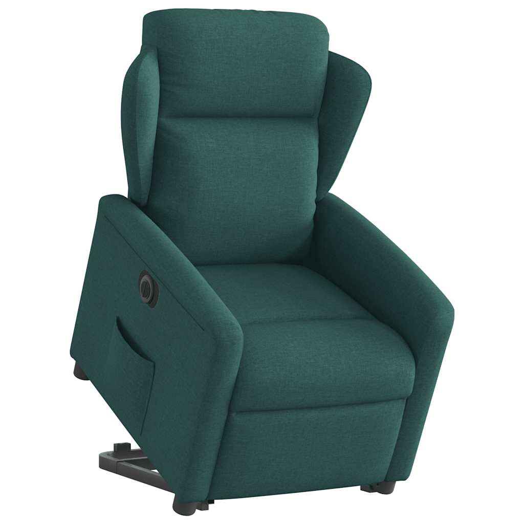 vidaXL Fauteuil releveur électrique en tissu vert foncé
