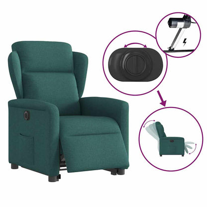 vidaXL Fauteuil releveur électrique en tissu vert foncé