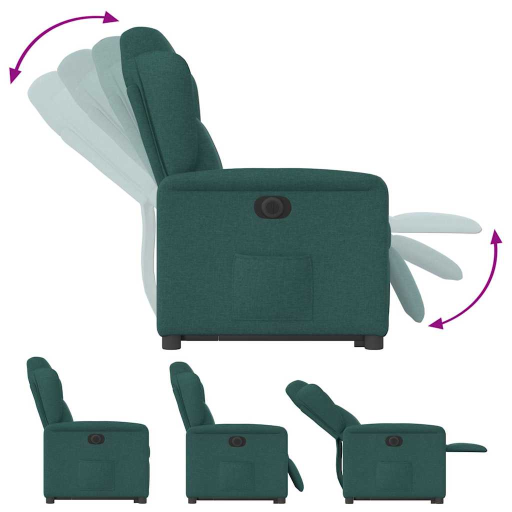 vidaXL Fauteuil releveur électrique en tissu vert foncé
