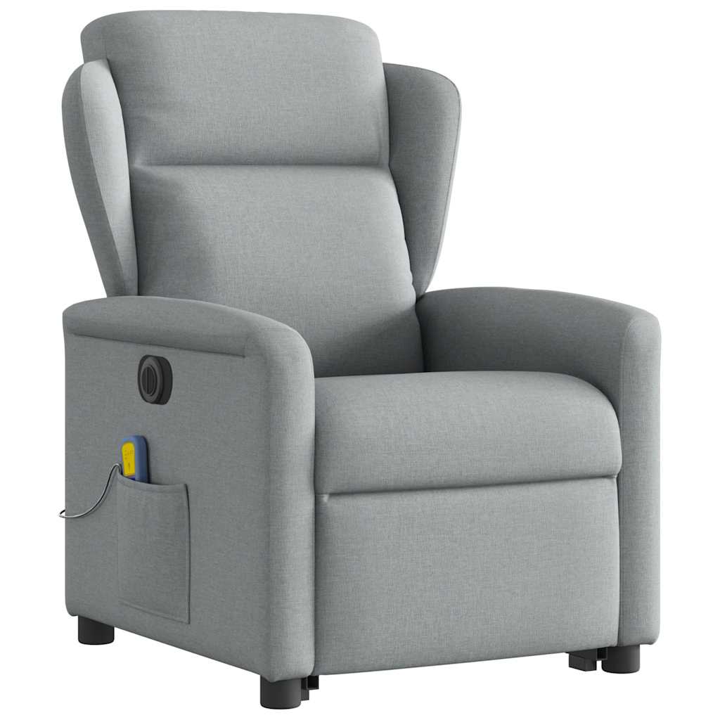 vidaXL Fauteuil de massage électrique releveur en tissu gris clair