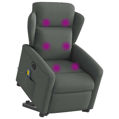 vidaXL Fauteuil de massage électrique releveur en tissu gris foncé