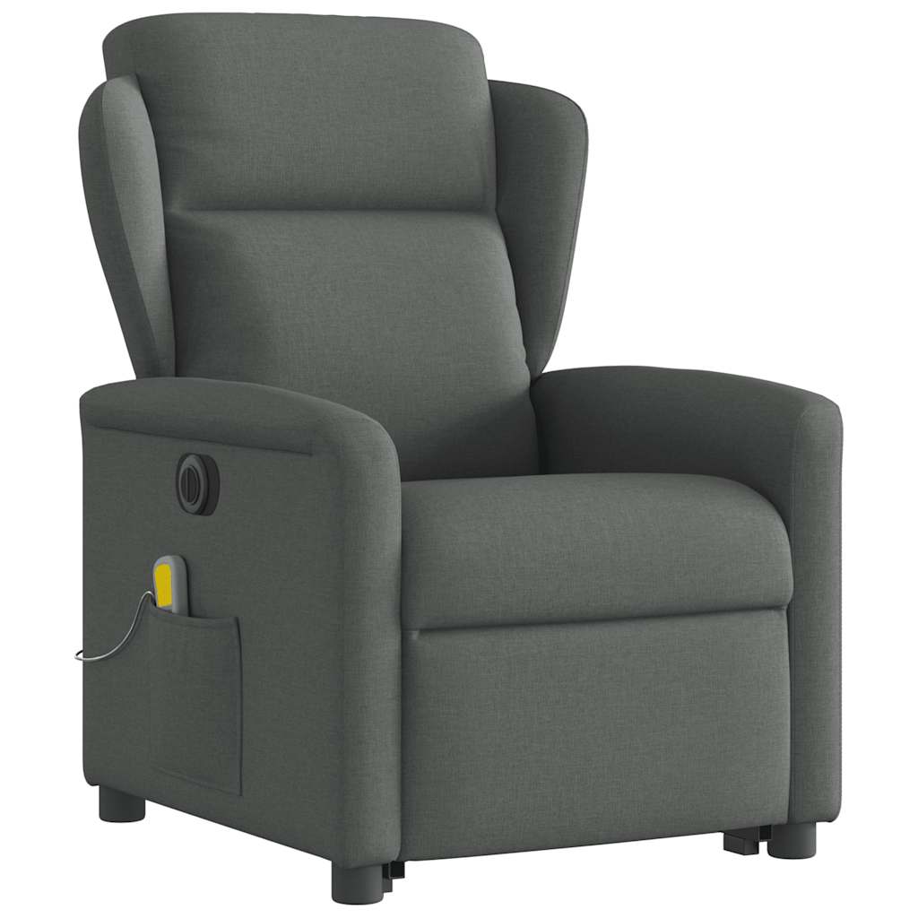 vidaXL Fauteuil de massage électrique releveur en tissu gris foncé