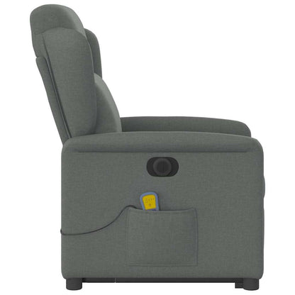 vidaXL Fauteuil de massage électrique releveur en tissu gris foncé