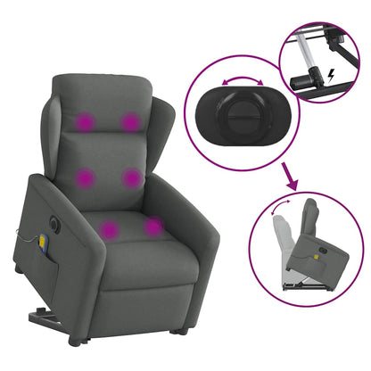 vidaXL Fauteuil de massage électrique releveur en tissu gris foncé