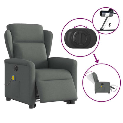 vidaXL Fauteuil de massage électrique releveur en tissu gris foncé