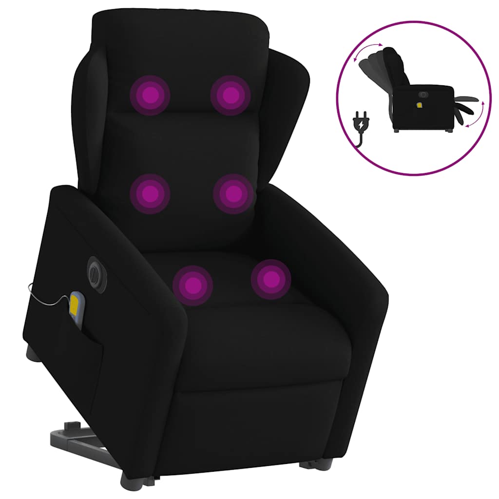 vidaXL Elektrischer Massagesessel mit Aufstehhilfe Schwarz Stoff
